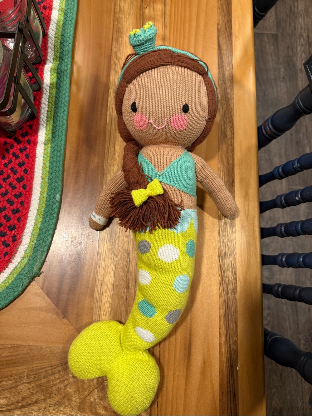 Handmade Green Polka Dot Mermaid Doll Plush Toy